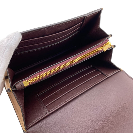 MULBERRY Bifold Wallet leather beige Darly Wallet Turn Lock medium Women Used Authentic