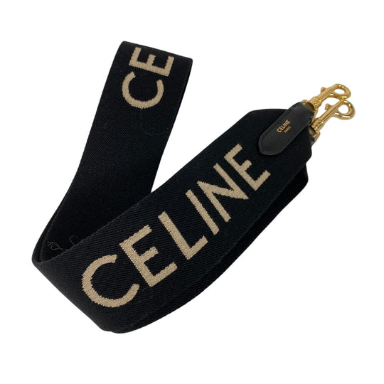 CELINE Shoulder strap canvas black jacquard long strap Women Used Authentic