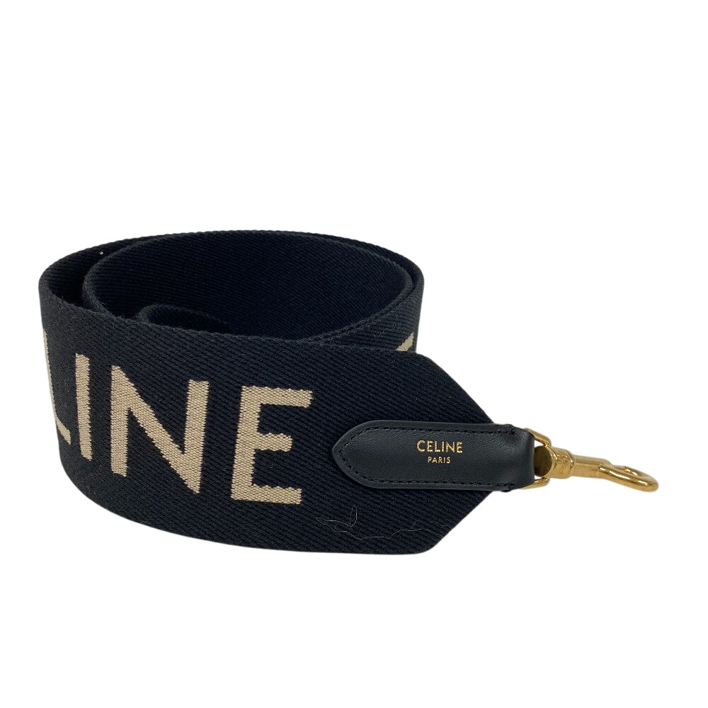 CELINE Shoulder strap canvas black jacquard long strap Women Used Authentic