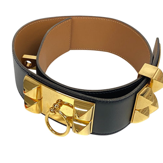 HERMES belt leather black Medor Cory Edssian Women(Unisex) Used Authentic