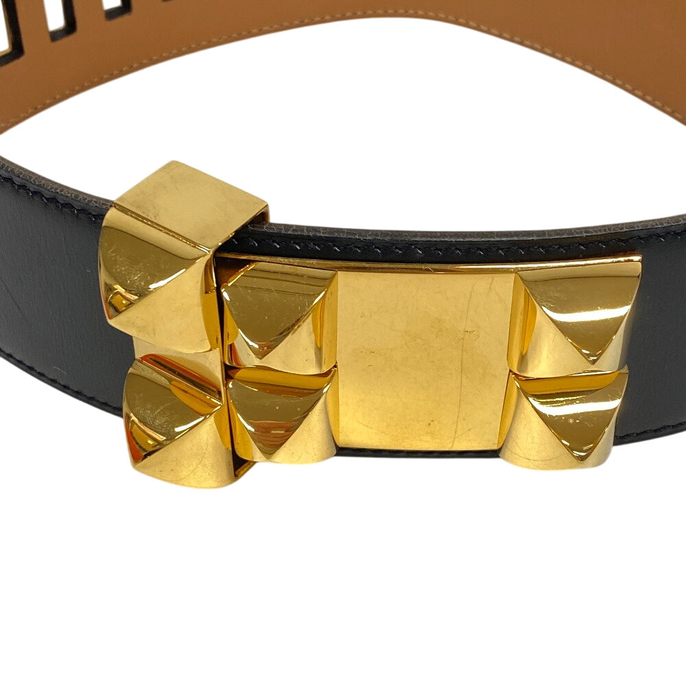 HERMES belt leather black Medor Cory Edssian Women(Unisex) Used Authentic