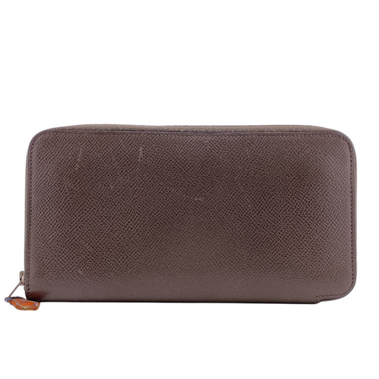 HERMES Long Wallet Purse Epsom beige Zip Around Azap Long Silk Inn Women Used Authentic