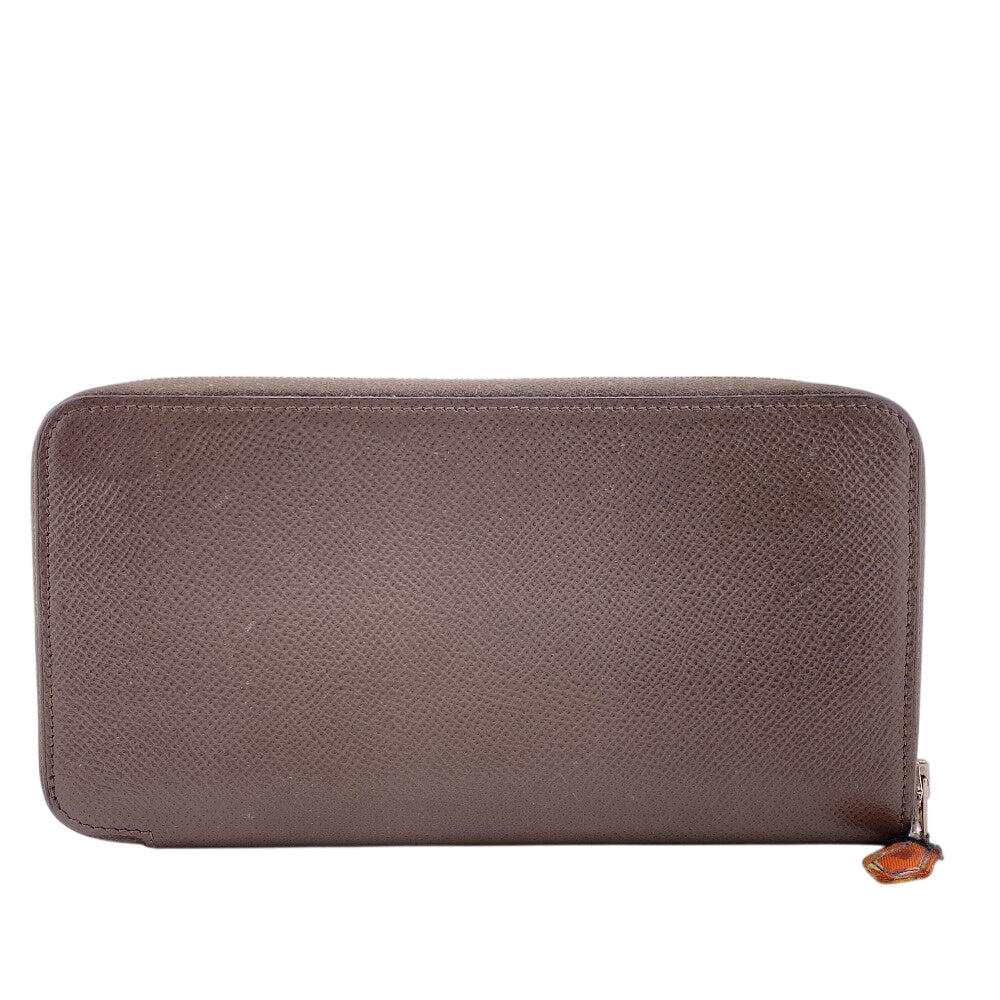 HERMES Long Wallet Purse Epsom beige Zip Around Azap Long Silk Inn Women Used Authentic