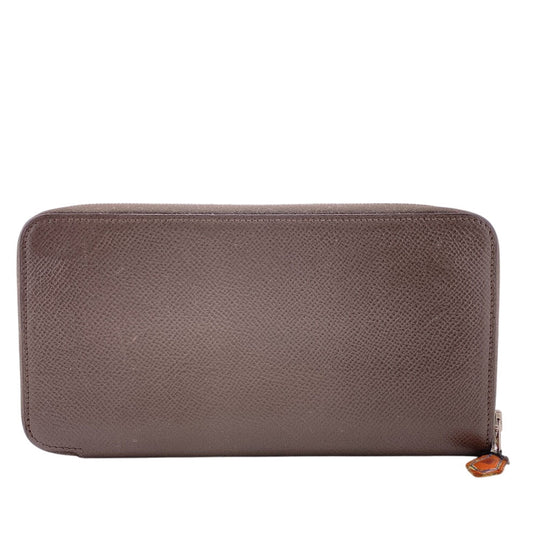 HERMES Long Wallet Purse Epsom beige Zip Around Azap Long Silk Inn Women Used Authentic