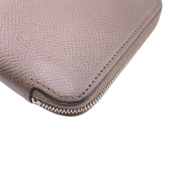HERMES Long Wallet Purse Epsom beige Zip Around Azap Long Silk Inn Women Used Authentic