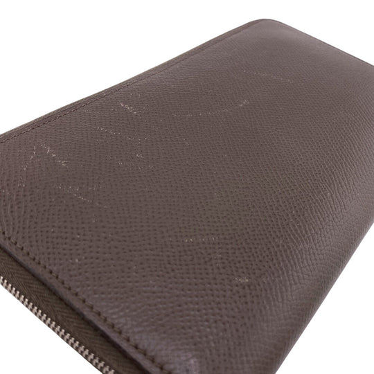 HERMES Long Wallet Purse Epsom beige Zip Around Azap Long Silk Inn Women Used Authentic