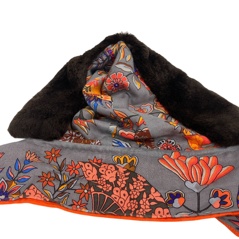 HERMES Other accessories Cashmere, Silk multicolor hood fur Petit Ash Women Used Authentic