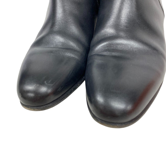 HERMES boots leather black short boots Kelly Metal Neo Women 36 Used Authentic