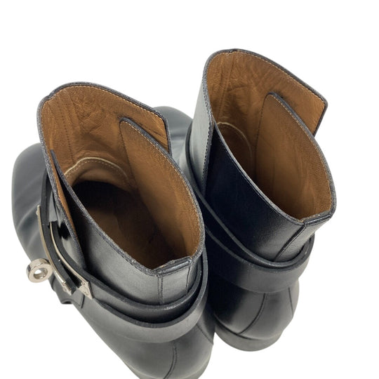 HERMES boots leather black short boots Kelly Metal Neo Women 36 Used Authentic