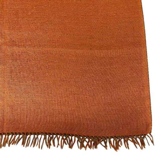 HERMES Scarf Cashmere, Silk Orange fringe Women Used Authentic