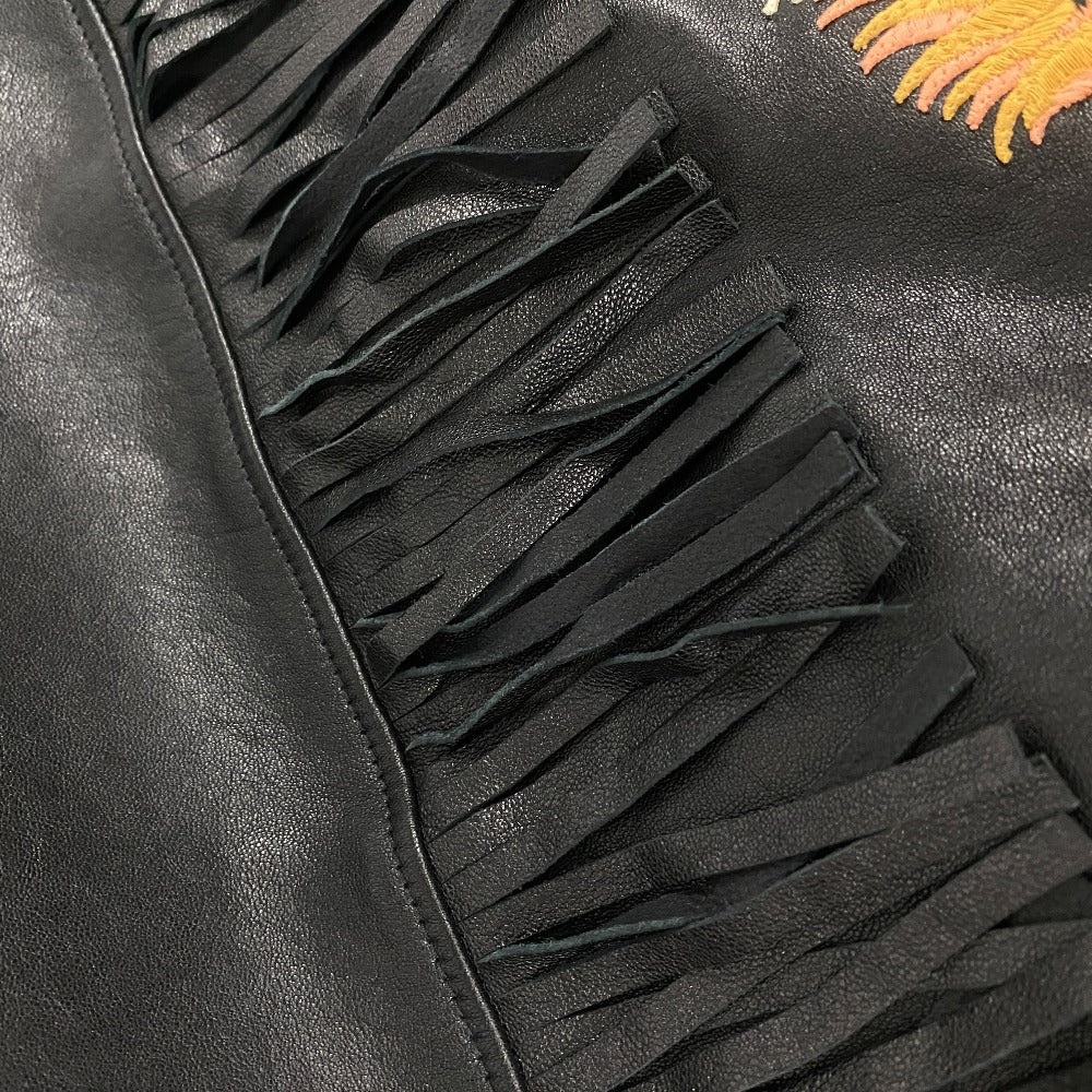 GUCCI Riders jacket 442668 Lambskin, Leather black TIGER EMBROIDERED BIKER JACKET mens 54 Used Authentic