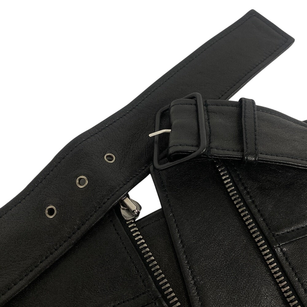 GUCCI Riders jacket 442668 Lambskin, Leather black TIGER EMBROIDERED BIKER JACKET mens 54 Used Authentic