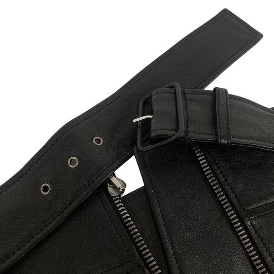 GUCCI Riders jacket 442668 Lambskin, Leather black TIGER EMBROIDERED BIKER JACKET mens 54 Used Authentic