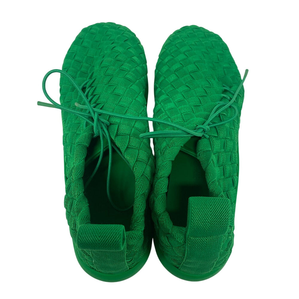 BOTTEGAVENETA sneakers Leather, Fabric green INTRECCIATO mens 44 Used Authentic