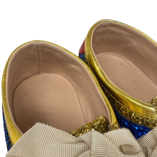 GUCCI sneakers 494609 Leather, Glitter multicolor Sequin Women 34 Used Authentic