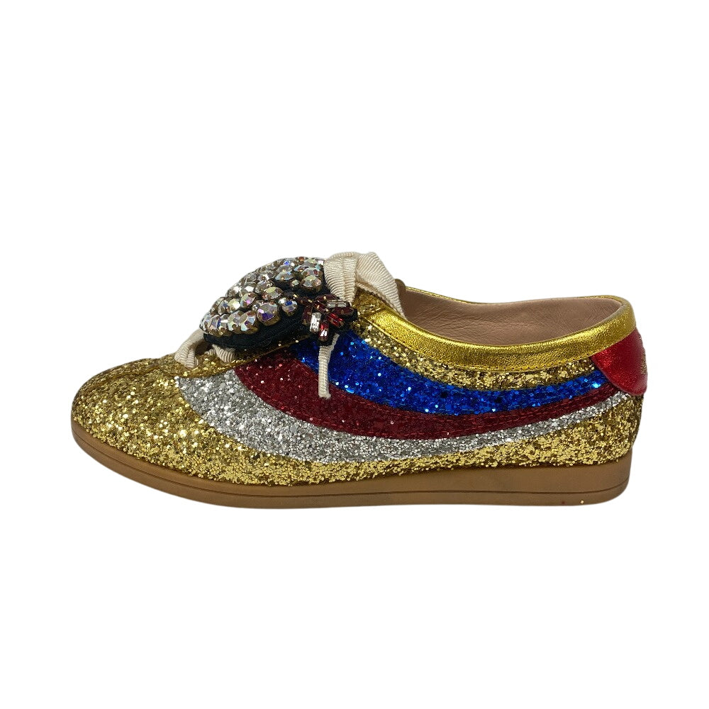 GUCCI sneakers 494609 Leather, Glitter multicolor Sequin Women 34 Used Authentic