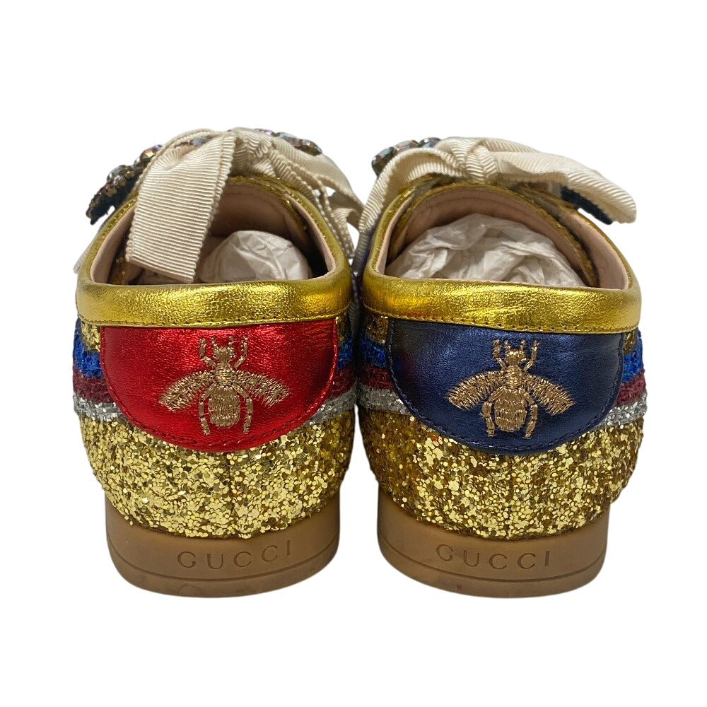 GUCCI sneakers 494609 Leather, Glitter multicolor Sequin Women 34 Used Authentic
