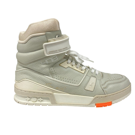 LOUIS VUITTON sneakers leather gray High cut sneakers LV trainer mens 7 1/2 Used Authentic
