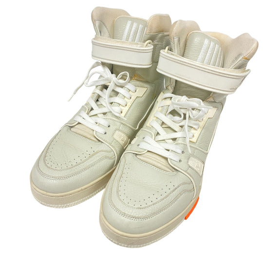 LOUIS VUITTON sneakers leather gray High cut sneakers LV trainer mens 7 1/2 Used Authentic