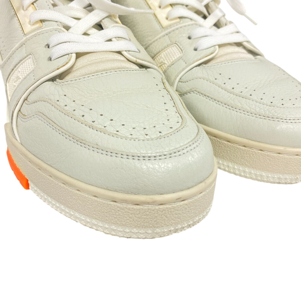 LOUIS VUITTON sneakers leather gray High cut sneakers LV trainer mens 7 1/2 Used Authentic