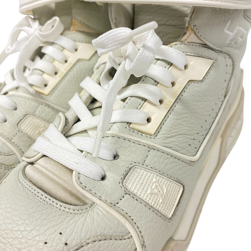 LOUIS VUITTON sneakers leather gray High cut sneakers LV trainer mens 7 1/2 Used Authentic