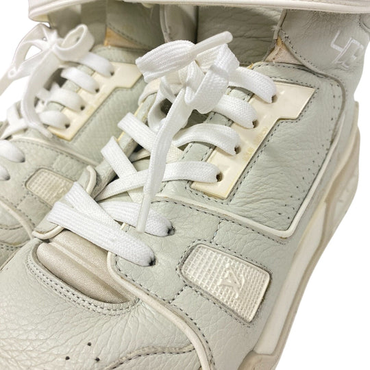 LOUIS VUITTON sneakers leather gray High cut sneakers LV trainer mens 7 1/2 Used Authentic