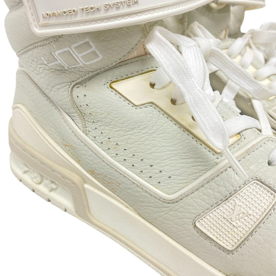 LOUIS VUITTON sneakers leather gray High cut sneakers LV trainer mens 7 1/2 Used Authentic