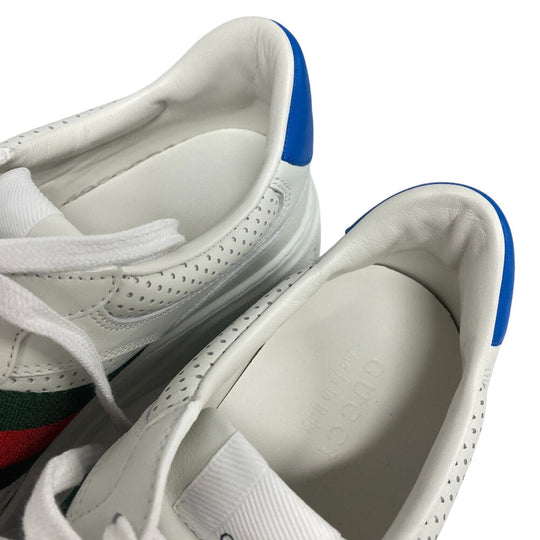 GUCCI sneakers leather white Sherry line Interlocking G mens 10 1/2 Used Authentic
