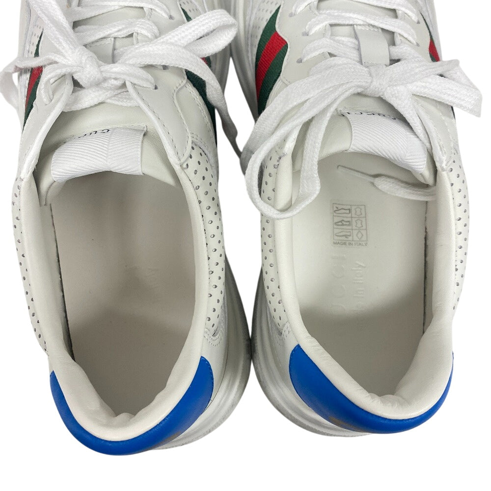 GUCCI sneakers leather white Sherry line Interlocking G mens 10 1/2 Used Authentic