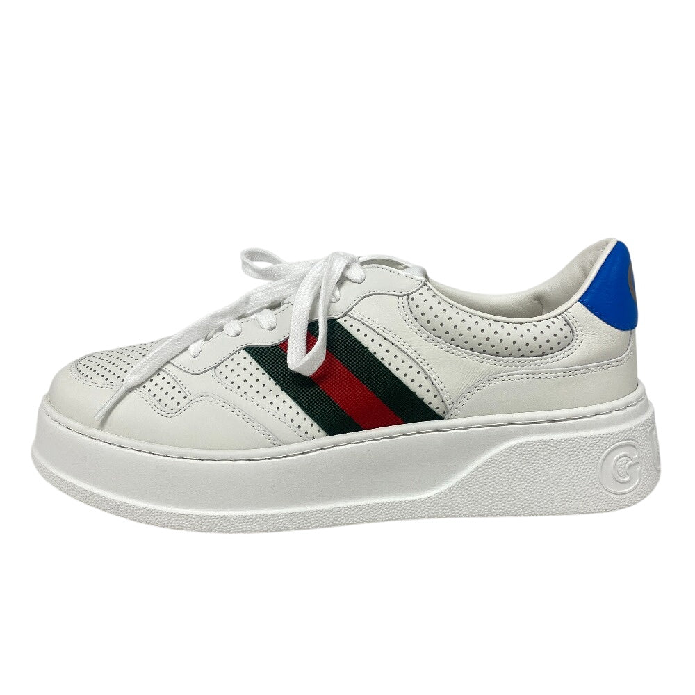 GUCCI sneakers leather white Sherry line Interlocking G mens 10 1/2 Used Authentic
