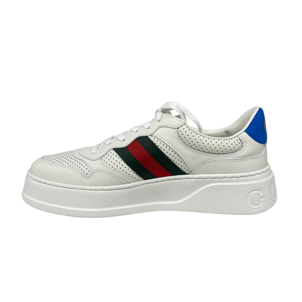 GUCCI sneakers leather white Sherry line Interlocking G mens 10 1/2 Used Authentic