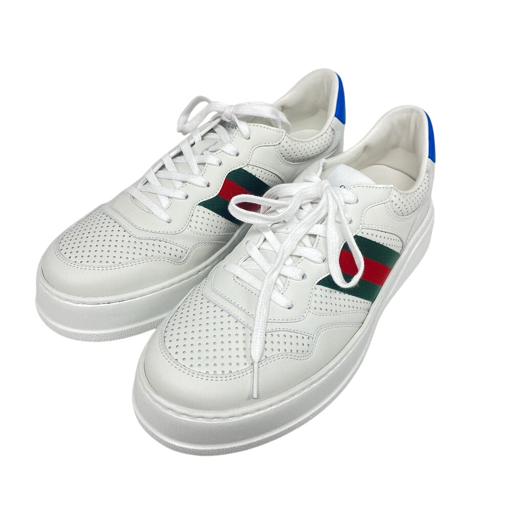 GUCCI sneakers leather white Sherry line Interlocking G mens 10 1/2 Used Authentic