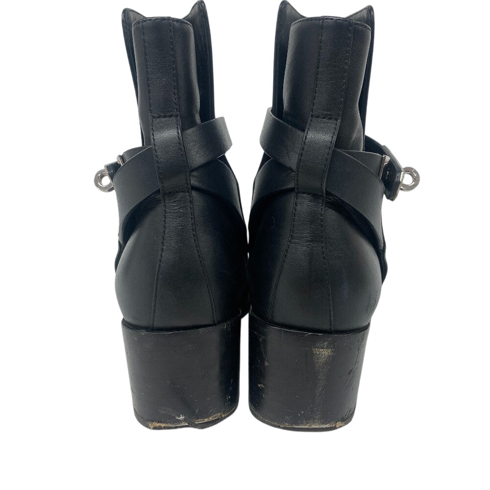 HERMES boots leather black frenchie Women 35 1/2 Used Authentic