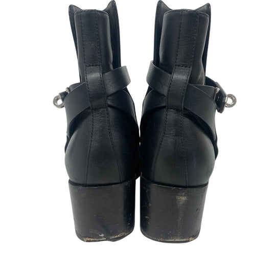 HERMES boots leather black frenchie Women 35 1/2 Used Authentic