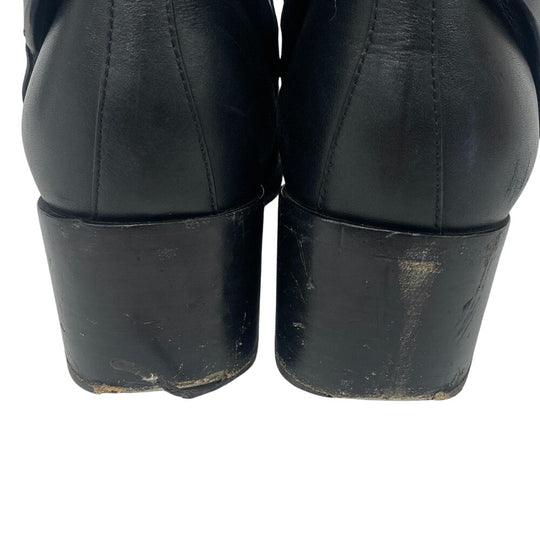 HERMES boots leather black frenchie Women 35 1/2 Used Authentic