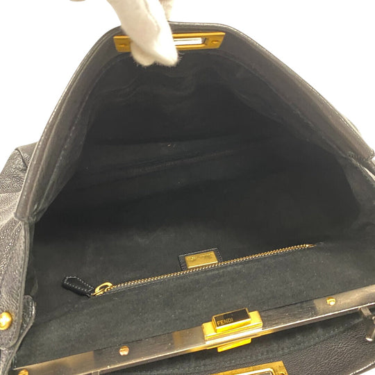FENDI Handbag 8BN210 leather black Peekaboo Large Women Used Authentic