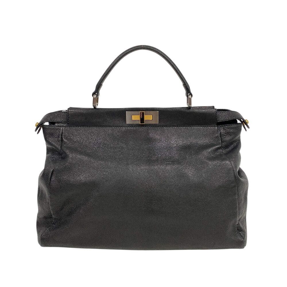 FENDI Handbag 8BN210 leather black Peekaboo Large Women Used Authentic
