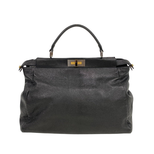 FENDI Handbag 8BN210 leather black Peekaboo Large Women Used Authentic