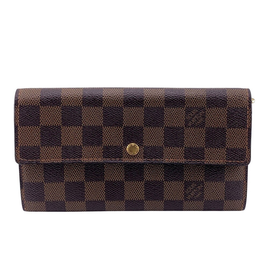 LOUIS VUITTON Long Wallet Purse N61725 leather Brown Damier Porto Monnaie Credit NM