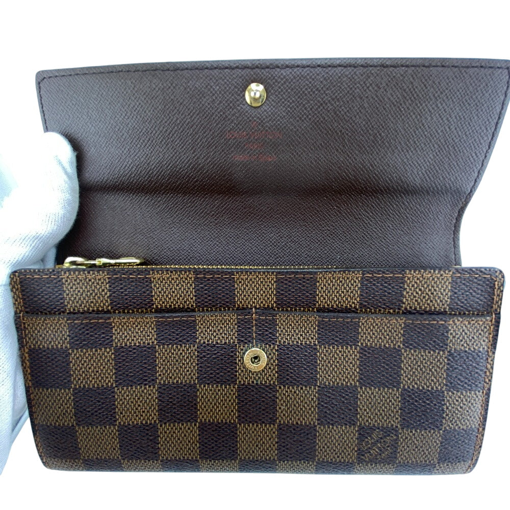 LOUIS VUITTON Long Wallet Purse N61725 leather Brown Damier Porto Monnaie Credit NM