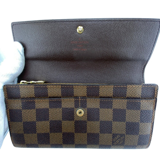 LOUIS VUITTON Long Wallet Purse N61725 leather Brown Damier Porto Monnaie Credit NM