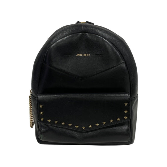 JIMMY CHOO Backpack leather black Backpack Star studs Women Used Authentic