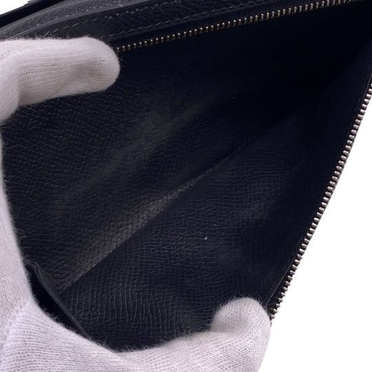 HERMES Long Wallet Purse leather black Beansufla mens Used Authentic