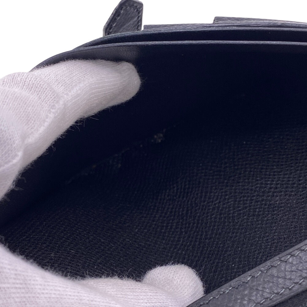 HERMES Long Wallet Purse leather black Beansufla mens Used Authentic