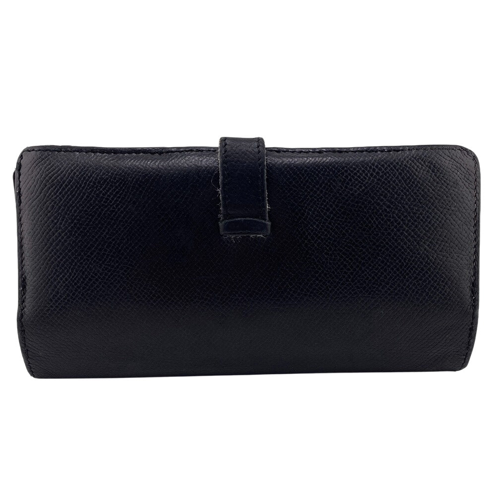 HERMES Long Wallet Purse leather black Beansufla mens Used Authentic