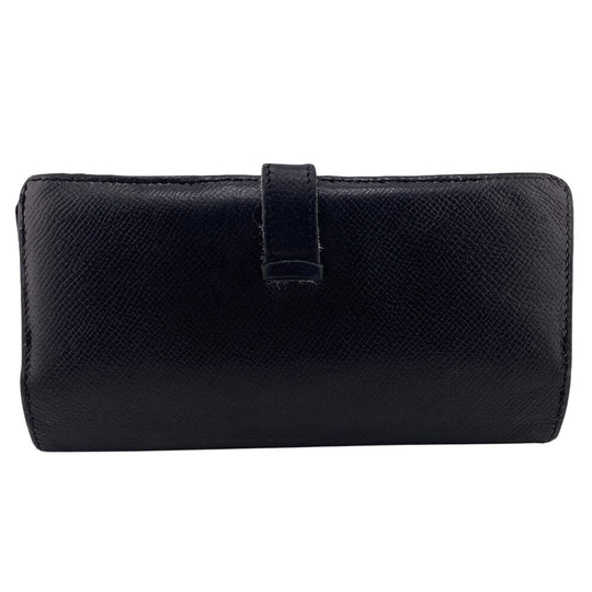 HERMES Long Wallet Purse leather black Beansufla mens Used Authentic