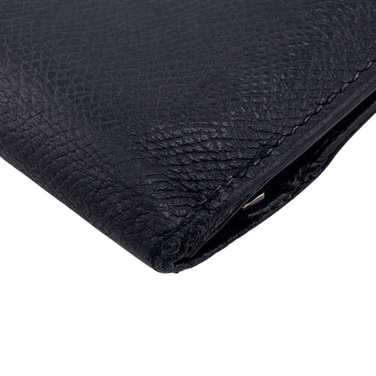 HERMES Long Wallet Purse leather black Beansufla mens Used Authentic