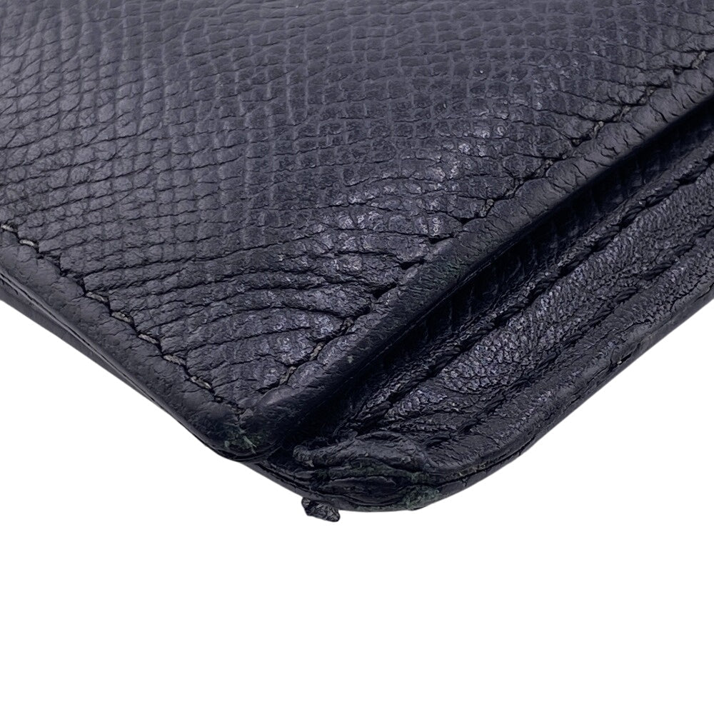 HERMES Long Wallet Purse leather black Beansufla mens Used Authentic