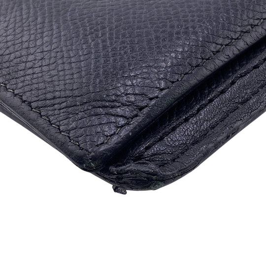 HERMES Long Wallet Purse leather black Beansufla mens Used Authentic