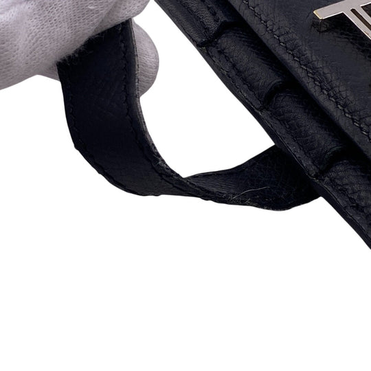 HERMES Long Wallet Purse leather black Beansufla mens Used Authentic